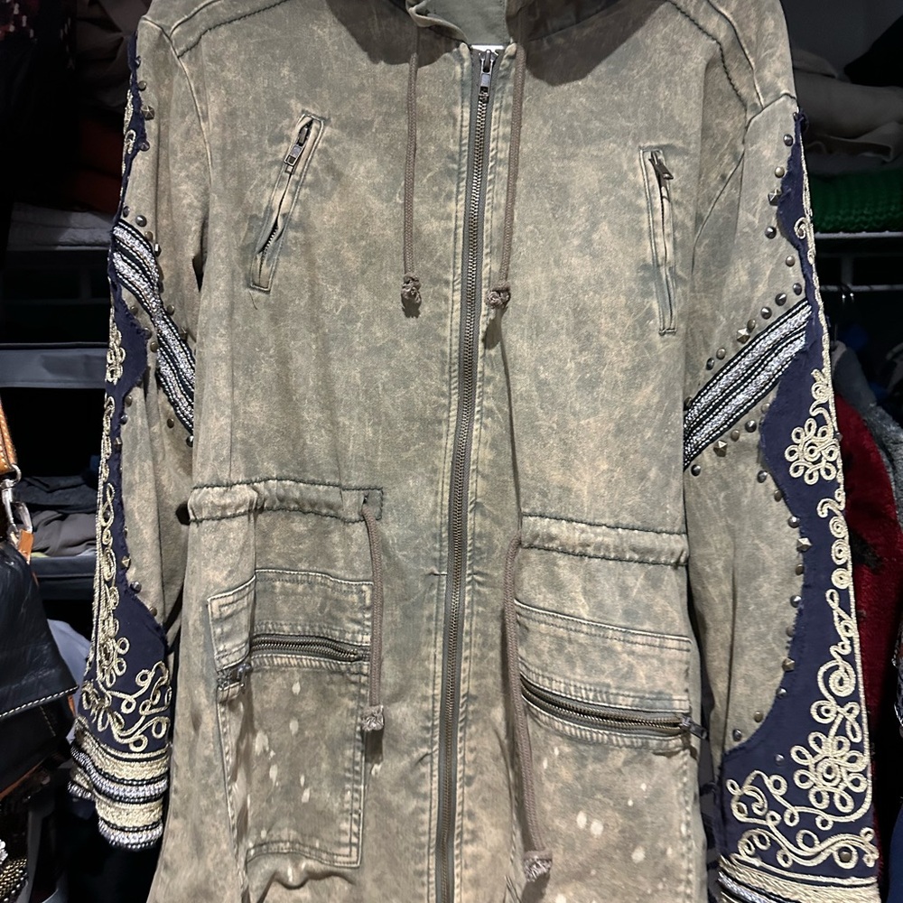 Free People Golden Quills Military Parka Green Size XS